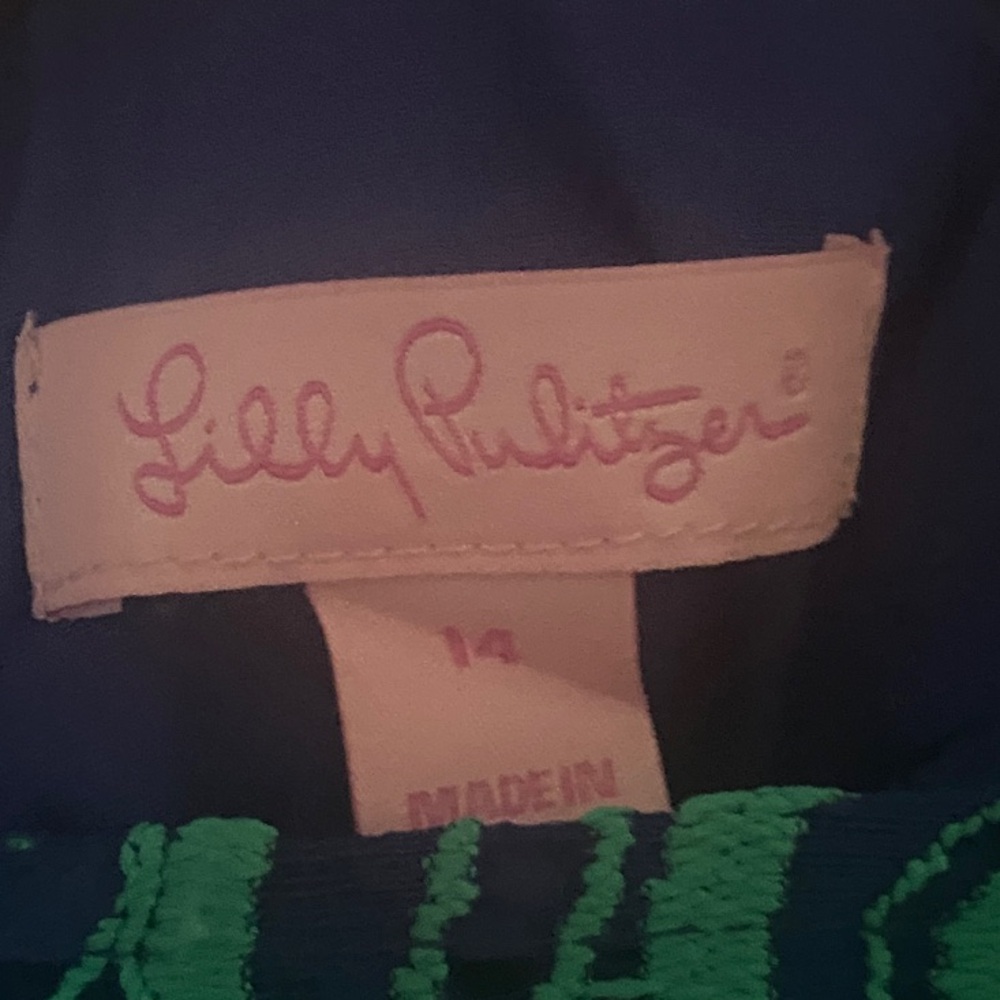 Lilly Pulitzer lacey overlay aqua Dress 3/4 sleeves - Picture 2 of 6